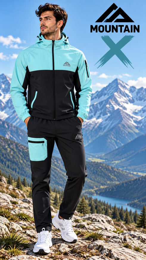 Mountain X 2 Piece Tech Hooded Top Pocket Bottom Tracksuit Set