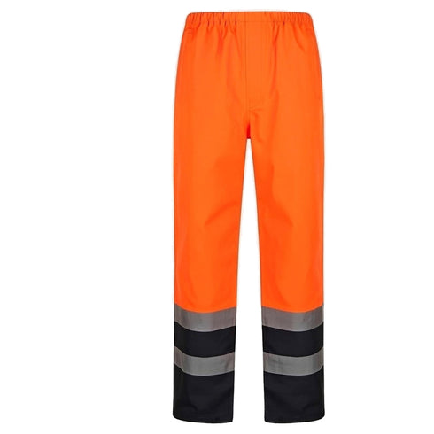 Men’s Heavy Waterproof Rain Trousers – Reflective Detail Overpants in Yellow/Navy & Orange/Navy (S–2XL)