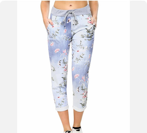 BRAND NEW LADIES WOMENS ITALIAN PRINTED TROUSERS JOGGERS REGULAR SIZE PLUS SIZE