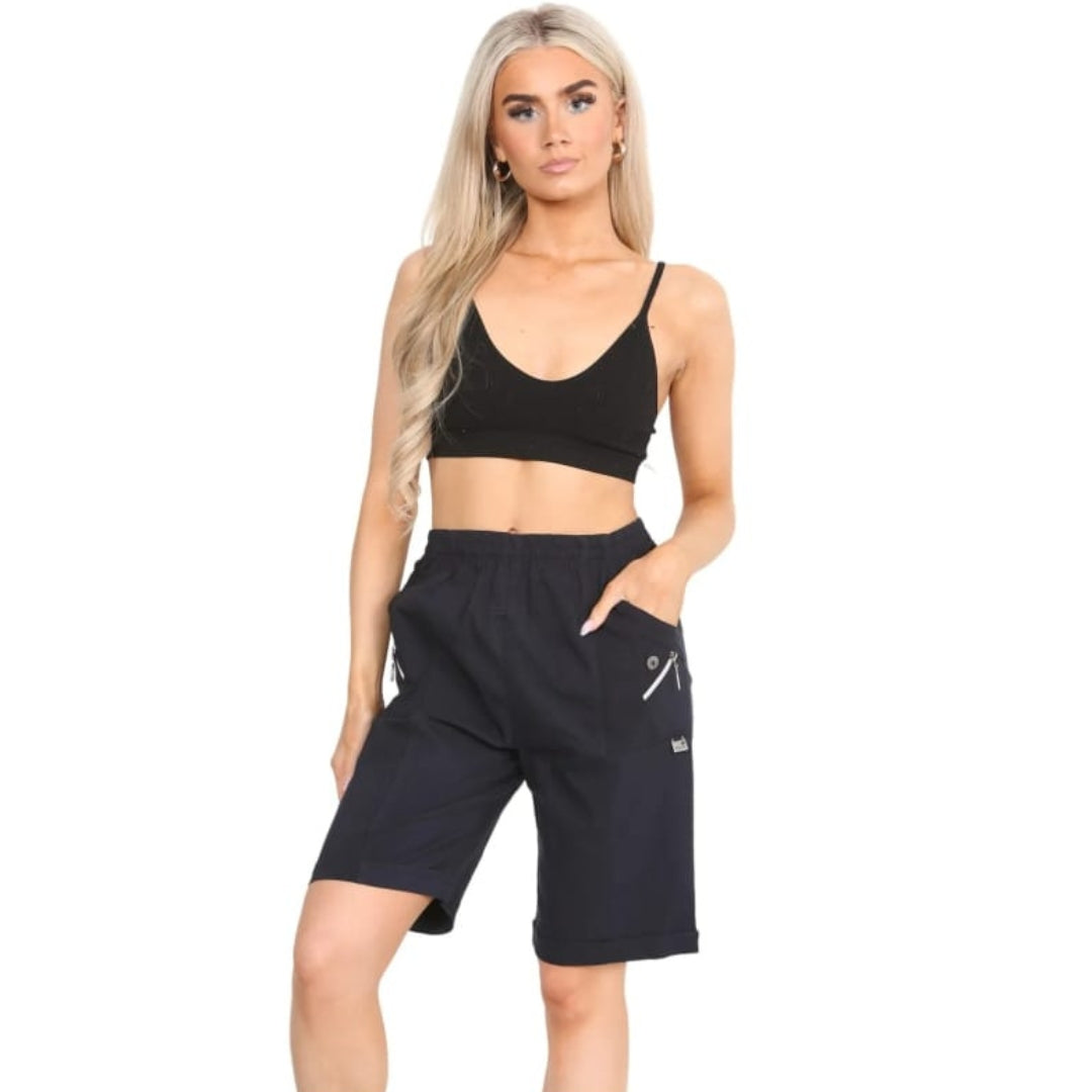 Short Cargo Pour Femme Pretty Attitude - Taille élastique, Uni, Tailles 38 à 48