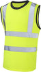 Hi Vis Mens Work Utility Sleeveless Round Neck T-Shirt Safety Vest