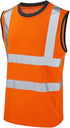 Hi Vis Mens Work Utility Sleeveless Round Neck T-Shirt Safety Vest