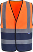 Hi Vis Executive Safety Vest Lightweight Work Waistcoat (Orange, Yellow, Orange/Navy, Yellow/Navy)