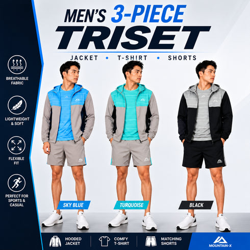 Mountain-X Men's 3-Piece Two Tone Tracksuit Set