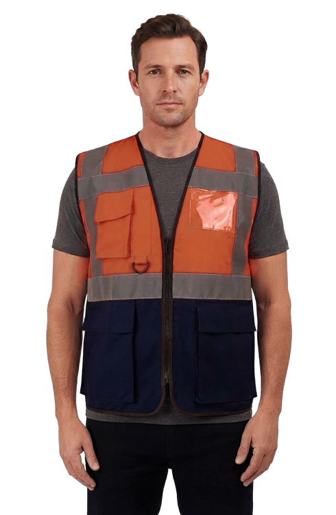 Executive Hi-Vis Safety Vest with Pockets & Zip | High-Visibility Reflective Workwear