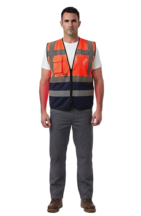 Executive Hi-Vis Safety Vest with Pockets & Zip | High-Visibility Reflective Workwear