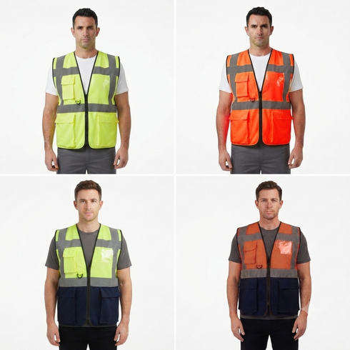 Executive Hi-Vis Safety Vest with Pockets & Zip | High-Visibility Reflective Workwear