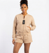 Turnhint Women's Fleece Zip-Up Bomber Jacket & Seam-Detailed Short Set