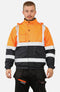 Men High Visibility Workwear Bomber Jacket Padded Hooded Top