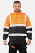 Men High Visibility Workwear Bomber Jacket Padded Hooded Top