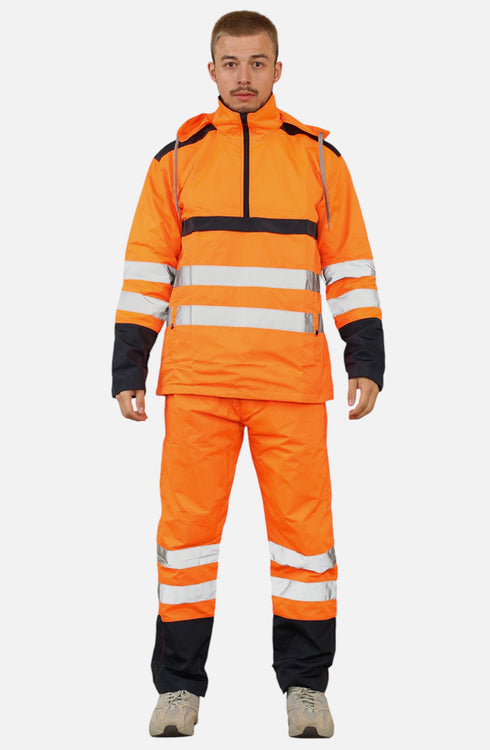 Men Hi Viz Workwear Waterproof Hoodie Rainsuit
