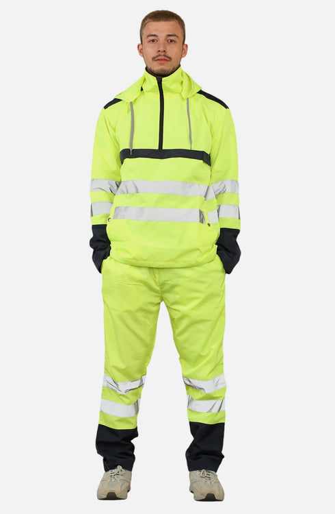 Men Hi Viz Workwear Waterproof Hoodie Rainsuit