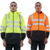 Mens Hi-Vis Waterproof Safety Rain Jacket Reflective Workwear Zip-Up Hoodie with Hood