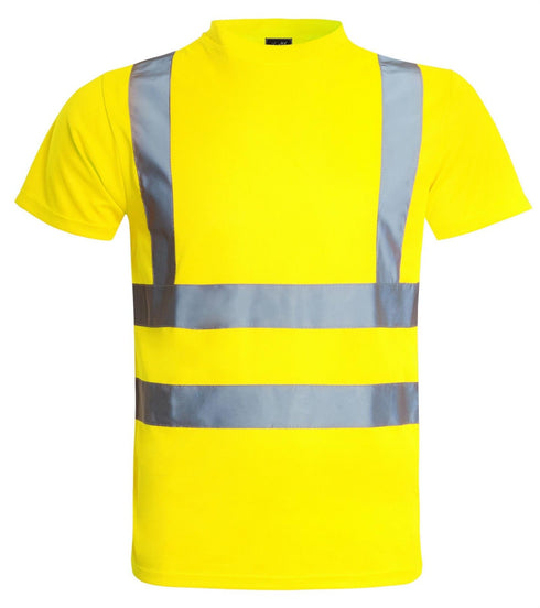 Mens Hi-Vis Safety Work Short Sleeve Shirt, High Visibility Reflective Tape Utility Tee for Construction & Security T-Shirt