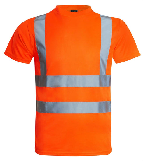Mens Hi-Vis Safety Work Short Sleeve Shirt, High Visibility Reflective Tape Utility Tee for Construction & Security T-Shirt