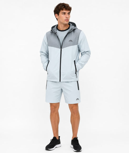 MOUNTAIN-X Men's 3-Piece Complete Coordinate Set Windbreaker, Tee & Shorts