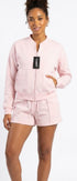 Turnhint Women's Fleece Zip-Up Bomber Jacket & Seam-Detailed Short Set