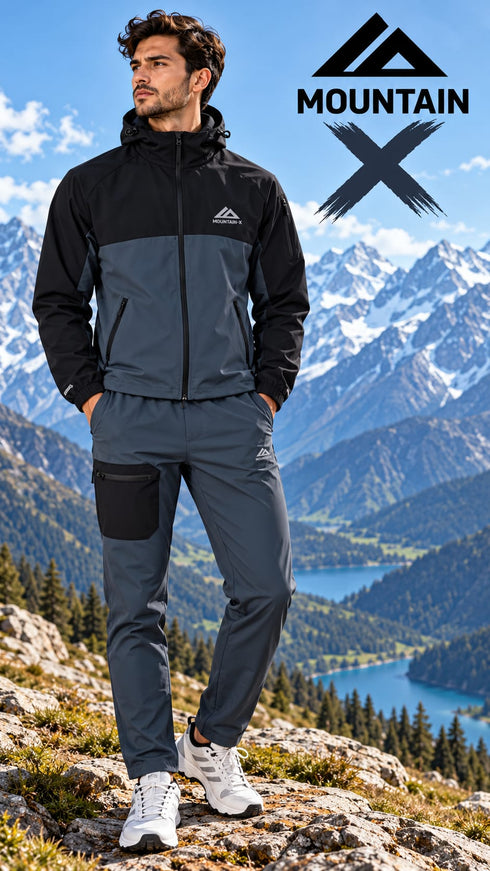 Mountain X 2 Piece Tech Hooded Top Pocket Bottom Tracksuit Set