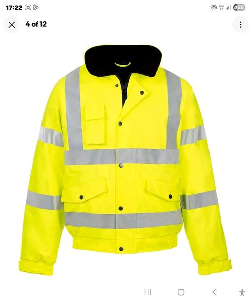 Men High Visibility Workwear Bomber Jacket Padded Hooded Top