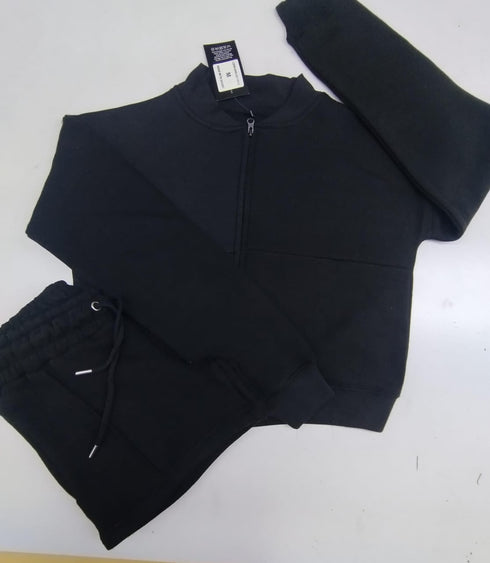 Turnhint Women's Fleece Zip-Up Bomber Jacket & Seam-Detailed Short Set