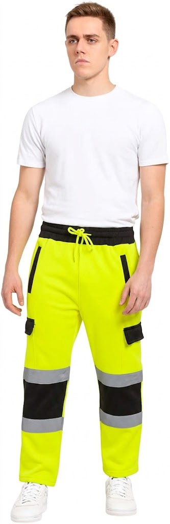 Hi-Vis Fleece Open Hem Work Joggers: Orange or Yellow, Plus Sizes S-2XL