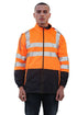 Mens Hi-Vis Waterproof Safety Rain Jacket Reflective Workwear Zip-Up Hoodie with Hood