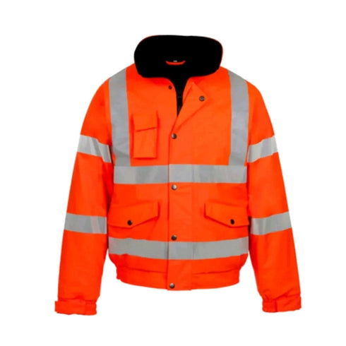 Men High Visibility Workwear Bomber Jacket Padded Hooded Top