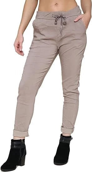 Women's Plain Magic Pants Comfy Stretch Lagenlook Ladies Yoga Trousers