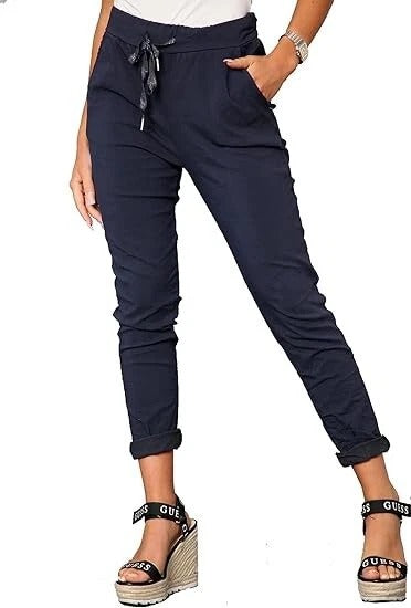 Women's Plain Magic Pants Comfy Stretch Lagenlook Ladies Yoga Trousers