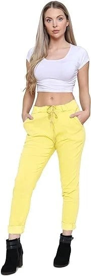 Women's Plain Magic Pants Comfy Stretch Lagenlook Ladies Yoga Trousers