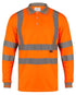 Men’s Hi-Vis Long Sleeve Polo Shirt Safety Workwear, Reflective, Breathable (Sizes S–2XL)