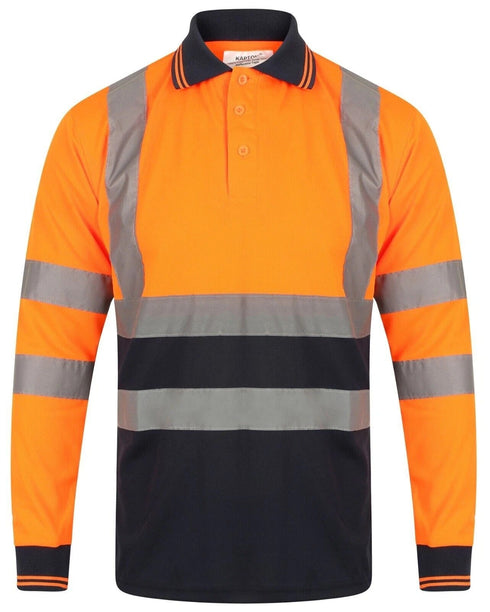 Men’s Hi-Vis Long Sleeve Polo Shirt Safety Workwear, Reflective, Breathable (Sizes S–2XL)