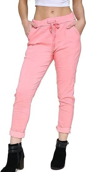 Women's Plain Magic Pants Comfy Stretch Lagenlook Ladies Yoga Trousers