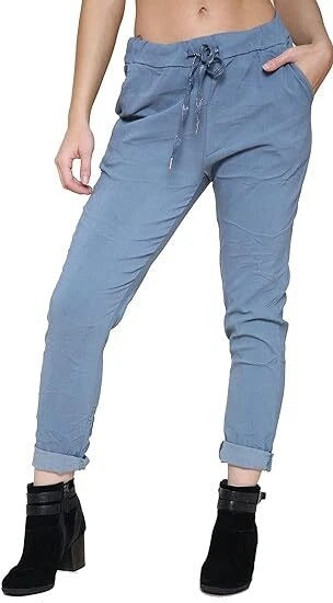 Women's Plain Magic Pants Comfy Stretch Lagenlook Ladies Yoga Trousers