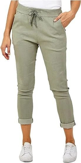 Women's Plain Magic Pants Comfy Stretch Lagenlook Ladies Yoga Trousers