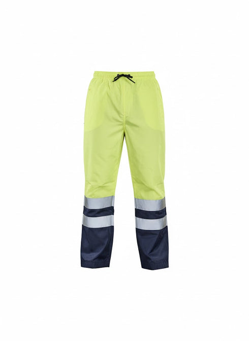 Men’s Heavy Waterproof Rain Trousers – Reflective Detail Overpants in Yellow/Navy & Orange/Navy (S–2XL)
