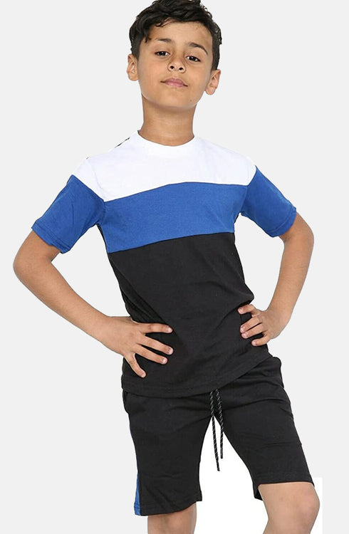 Kids Contrast Panel 2 Pieces Shirt & Short Set