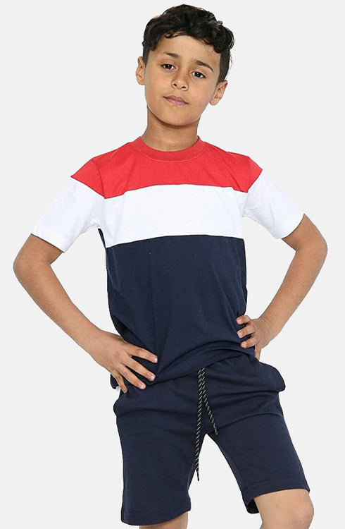 Kids Contrast Panel 2 Pieces Shirt & Short Set