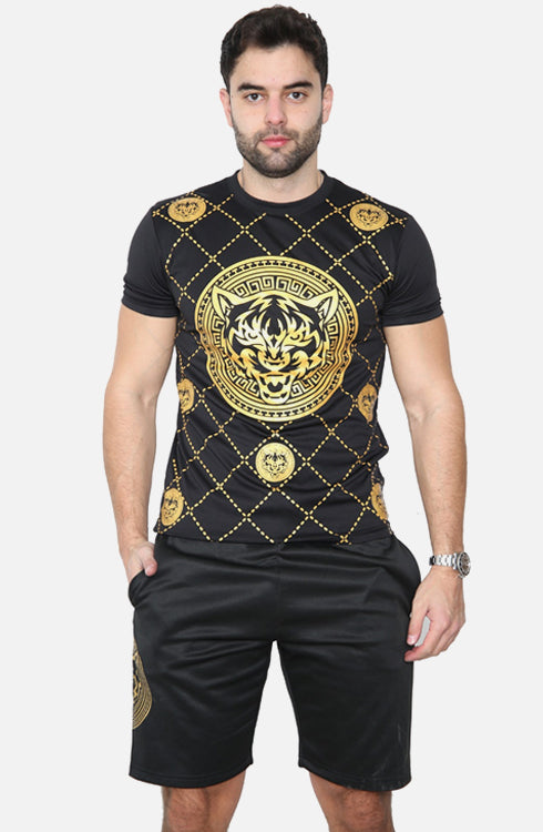 Men Dimanties Tiger Print Top and Short Set