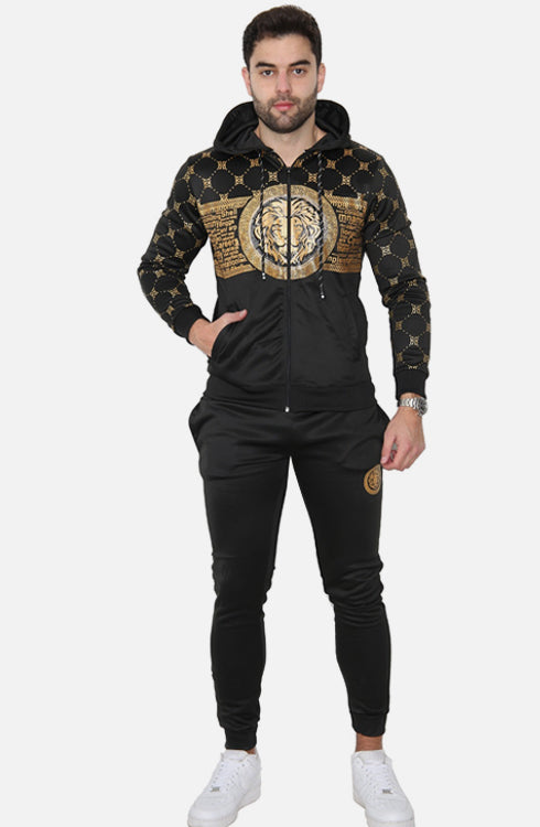 Men Dimanties Tiger Print Zipper Tracksuit