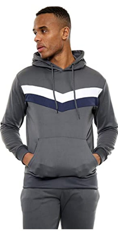 Men Chevron Contrast Panel Tracksuit Set