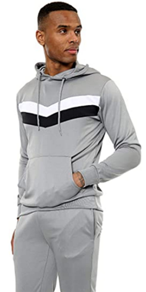Men Chevron Contrast Panel Tracksuit Set