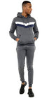 Men Chevron Contrast Panel Tracksuit Set