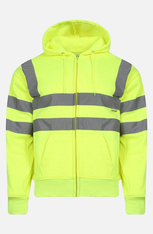 Men Hi Viz Reflective Tape Zipper Hoodie