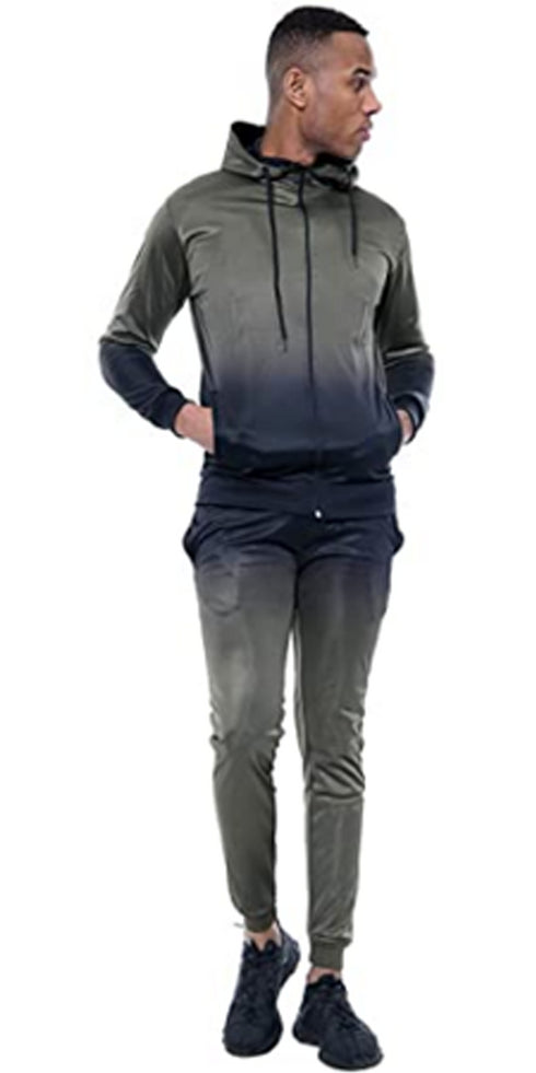 Men Casual 3D Gradient Zipper Hoodie Tracksuit