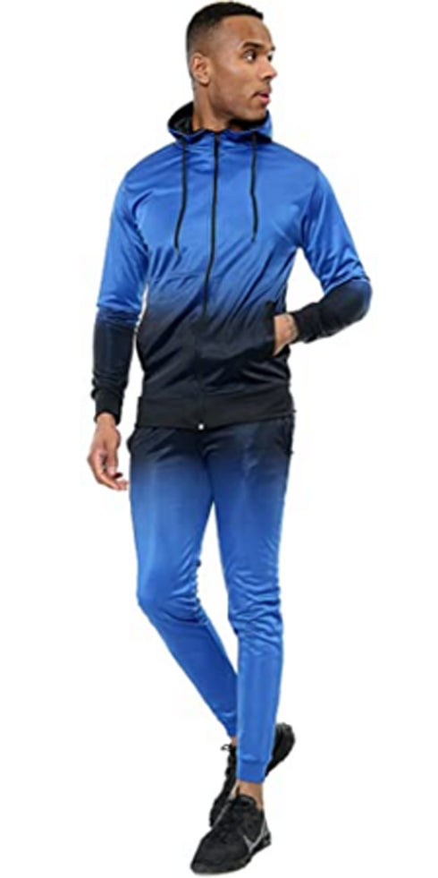 Men Casual 3D Gradient Zipper Hoodie Tracksuit