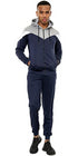 Men Scuba Contrast Panel Zipper Hoodie Tracksuit Set