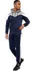 Men Scuba Contrast Panel Zipper Hoodie Tracksuit Set