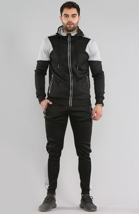 Men Contrast Panel Fleece Tracksuit