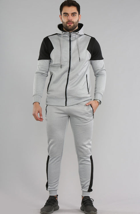 Men Contrast Panel Fleece Tracksuit